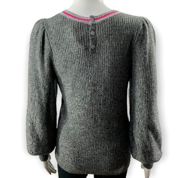 Halogen Puff Sleeve Sweater Gray Crew Neck Fuzzy Knit XS - Picture 4 of 7